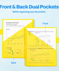 Eight Tab Dividers With Pockets For 3 Ring Binder Dual Pocket Subject Dividers Letter Size 8.5x11 with transparent charts inside.