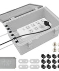 Large Outdoor Electrical Waterproof IP67 Junction Box With Clear Cover For Easy Status Check Weatherproof Extension Cord Enclosure 6 Entry Ports Heavy Duty Outdoor Power Box Ideal For Yard Workshop And Patio Use, 11.4x8.2x5.6 in