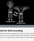 4 Channel Field Recorder With 32Bit Float And USB C Audio Interface in X-Y and A-B mic configurations for music, video, and interviews.