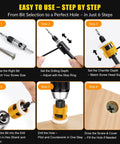 Step-by-step guide for using Go To Countersink Drill Bit Set With Low Friction Depth Stop And Replaceable HSS Pilot Bits