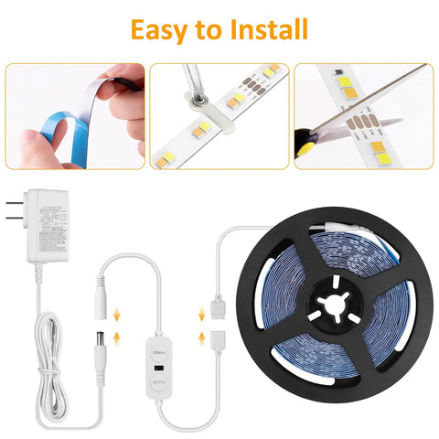 Installation of Hand Wave Activated 20ft Tunable White LED Strip Light With 672 LEDs Dimmable 3000K 6500K 24V