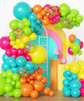 Hawaiian Summer Balloon Arch Kit With 129 Pieces In Hot Pink Teal Blue Lime Green Yellow Orange And Confetti For Totally Dope Tropical Party Vibes