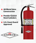 Heavy Duty Twenty Pound Abc Dry Chemical Fire Extinguisher With Wall Mount Bracket, featuring all metal valve and powder coated steel.