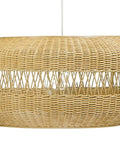 Open Weave Candy Wicker Pendant Lamp In Natural Brown Hand Woven 19.25 Inch Diameter Ceiling Light With 74 Inch Adjustable Cord