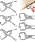 Six Pack Six Inch Locking C Clamps Set With Beefy Grip Locking Pliers Adjustable Clamp Quick Release Swivel Pads High Strength CR-V Steel
