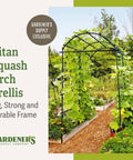 63 Inch Long 80 Inch Tall Garden Arch Arbor For Climbing Vines Heavy Duty Metal Trellis With Nylon Netting Polyethylene Coated Steel Tubing Outdoor Lawn Tower Base Width 65 Inches Supports Up To 70 Lbs with climbing vines in garden setting.