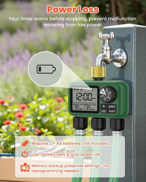 Outdoor Garden Water Timer For Hose With Auto Manual And Rain Delay Modes All In One 3 Zone Sprinkler Irrigation Controller mounted