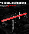 1100 Lb Engine Support Bar Transverse Hoist For Heavy Duty Engine Lifts Durable Thickened Steel With Double Beam Rust Proof Coating Resists Oil And Corrosion Wide Compatibility Across Most Vehicles And Small Engines, 57-inch red steel bar with chains