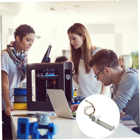 Premium 80 Mm Stroke Stepper Motor For Linear Stage Actuator With Plug And Play Diy Router Replacement Setup shown with students.