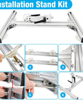 Front view of JQDML 24V reciprocating linear actuator kit with adjustable stand and suction cups on aluminum rails