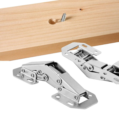 8 Pack Hidden Cabinet Hinges Surface Mount 4 Inch Stainless Concealed Cupboard Hinges High Strength Nickel Plated Steel Includes 64 Mounting Screws Easy Install For Home Renovation