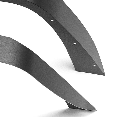 Close-up of textured black steel fender flares from 4 Piece Flat Style Fender Flares Kit For Jeep Wrangler JK JKU Unlimited 2007 To 2018