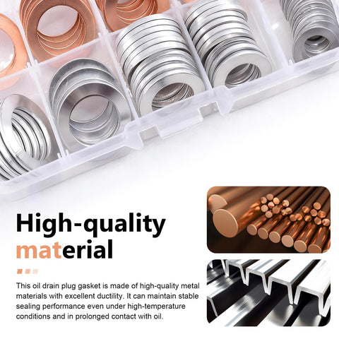Heavy Duty 100 Piece Oil Drain Plug Crush Washer Kit Multi Size Gasket Set M10 M12 M14 M16 M18 Aluminum Copper Mixed
