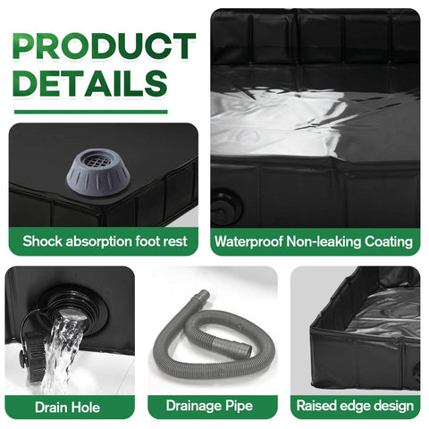 Foldable Washer Drain Pan With Drain Pipe And 4 Anti-Vibration Pads, Portable 31.5x31.5-Inch Leak-Proof Drip Tray For Washer Or Dryer, Non-Slip Waterproof Basin With Raised Edge For Small Spaces And Quick Setup