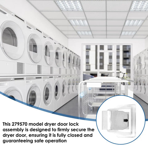 2 Pack Dryer Door Latch Replacement Kit With Metal Strike And Durable Plastic Catch in laundromat setting