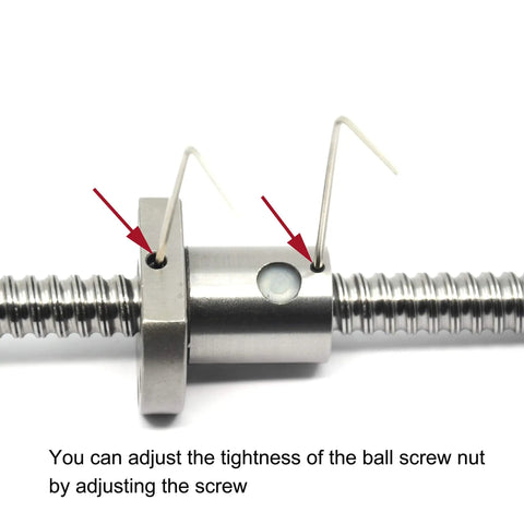 Close-up of Heavy Duty SFU1204 Ball Screw Kit With Slick Metal Nut CNC Machine Parts showing adjustment spots on metal nut.