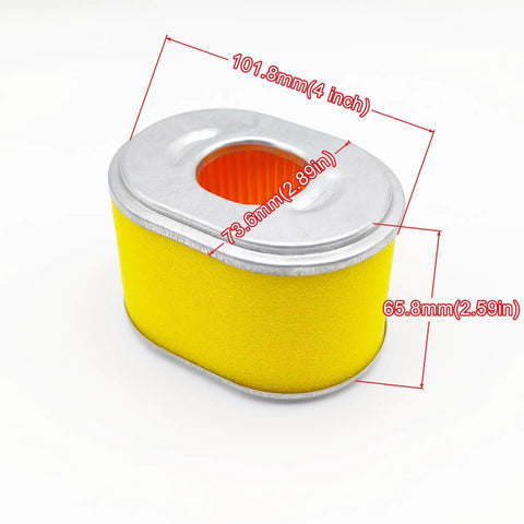 Air Filter For Honda GX Series Engines GX120 To GX200 5.5HP 6.5HP Fits Predator Hemi 60363, shown with dimensions.