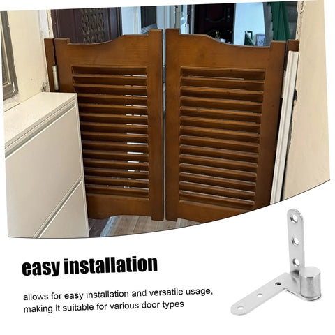 Heavy Duty Stainless Steel Hidden Door Pivot Hinges For Smooth Operation With Automatic Rebound Design Ideal For Secret Bookcase Or Concealed Entry Doors Perfect For Residential And Commercial Use In Modern Homes, shown installed on a wooden door.