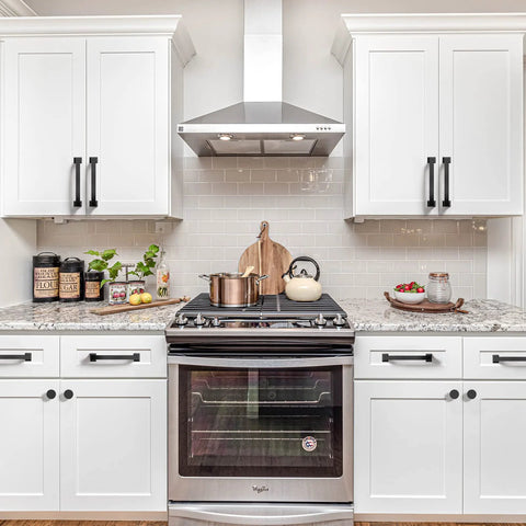 Matte Black Cabinet Pulls 4 Inch With Two Size Options Pack Of 10 Kitchen Cabinet Hardware installed on white kitchen cabinets