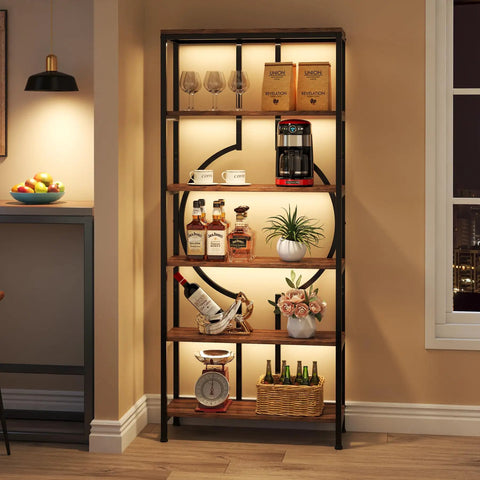 Top Tier 6 Tier Industrial Bookshelf Hella Sturdy Metal And Wood Etagere Bookcase For Living Room Decor Rustic Brown Storage Rack That Brings Serious Vibe To Any Home Office Space