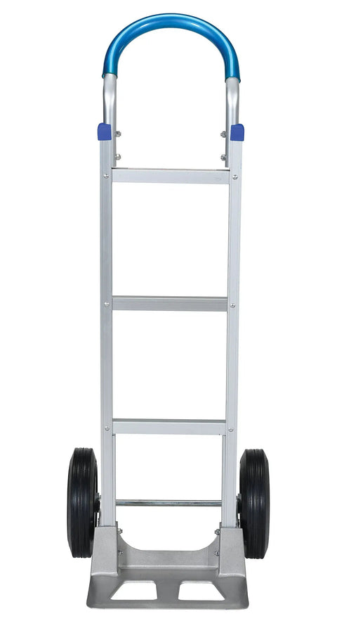 Front view of Beefy Aluminum Double Loop Handle Hand Truck For Heavy Loads, 18.5 In By 20 In By 49.25 In, 500 Lb Capacity, Silver