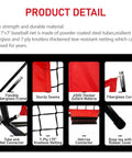 Product detail of 7x7 Ft Baseball and Softball Training Net with high strength materials and features for durability.