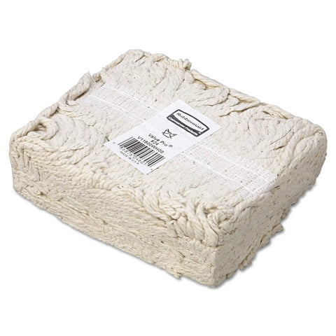 Economy Cut-End Cotton Wet Mop Head, 24 Oz, White, 1 Inch Band, Absorbent 4-Ply Cotton, Pack Of 12 For General Floor Cleaning In Commercial Kitchens, Offices, And Workshops