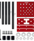 30 Ton Hydraulic Shop Press Support Block Plate Kit With Adjustable Columns For Stable Wheel Bearings Hubs Bushings And Suspension Components Heavy Duty Fit For Automotive And Shop Use Durable Steel Construction With Easy Setup, red steel plates and columns