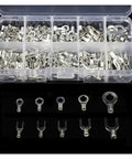 Super Cool 320 Piece Assortment Kit of Non-Insulated Brass U-Type Ring Fork Terminals And Crimp Spade Connectors For All Your Wiring Projects Made Easy With Solid Connector Variety. brass terminal kit in organizer case