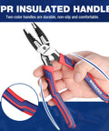 6 In 1 Lineman Pliers With Wire Cutter And Stripper 8 Inch Multipurpose Pliers held in hand showcasing TPR insulated handle