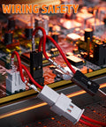Close-up of Crimping Tool And Dupont Connector Kit with 21 Styles on circuit board, showing 2.54mm connectors and crimp pins.
