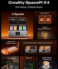 Image showing SpacePi X4 Filament Dryer Box for four spools with dual 200W heaters up to 85°C and moisture-free storage features.