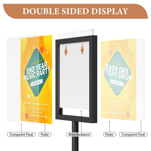 Double sided Heavy Duty 11x17 Standing Sign Holder with Adjustable Pedestal for indoor outdoor poster displays