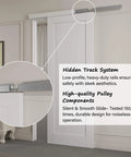 Image showing the Sliding Barn Door With Hardware Kit, White Primed Solid Manufactured Wood Panel installed with a durable track.