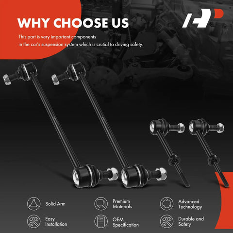 Set Of 4 Front And Rear Sway Bar Link Kit For Chevy Equinox 2008 2017, GMC Terrain 2010 2017, Pontiac Torrent 2008 2009 Easy Install Replacement on display