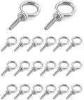 20 Pack 1/4-20 Stainless Steel Eye Bolts, 1-Inch Lifting Rings, Marine Grade Threaded Eyebolts For Hoisting And Machinery displayed.
