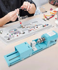 Mini Wood Lathe for Desktop Use with 7 Speed Settings 96W Motor Up to 9000 RPM for shaping beads and polishing materials