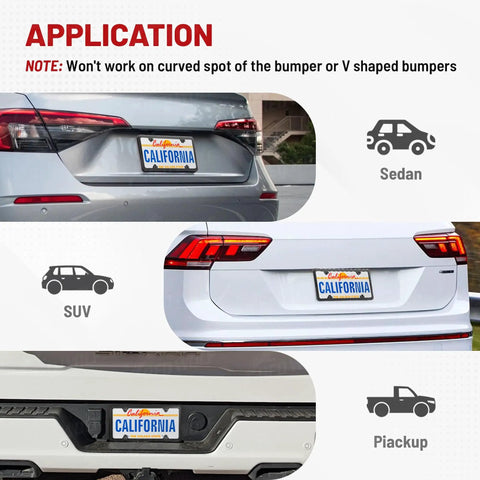 Stainless Steel License Plate Bracket And Frame Kit For Front Bumper Universal Fit 6x12 Inch Plate Holder installed on cars