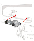 Front view of Stanbroil horizontal two-stage propane regulator with 3/8 in. female NPT and POL for RVs and campers