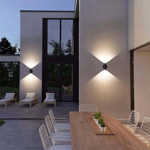 Outdoor Black Wall Sconce Light Up Down 7W LED Dimmable Exterior Wall Fixture IP65 Waterproof Aluminum Cylinder For Porch Garage Patio Perfect For Front Porch Backyard Deck Ambience And Durable Exterior Lighting All Weather Ready