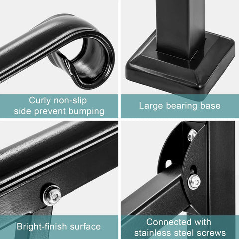 Real Steel Wrought Iron Handrail For Outdoor Steps Heavy Galvanized Vertical Railing Powder Coated with curly non-slip side.