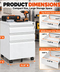Built Tough As Nails Three Drawer Rolling Tool Chest With Swivel Wheels And Heavy Duty Locks Slick White Steel Shop Organizer product dimensions.