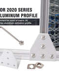 20Pcs 2020 Corner Bracket Joint Plate T Shape 5 Hole Aluminum Extrusion Connector Kit With 100Pcs T Nuts 100Pcs Screws And Wrench For 20x20mm Profile Bundle DIY Ready displayed with frame setup