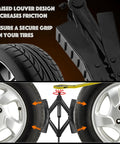 Heavy Duty X Shape Wheel Chocks For RVs And Travel Trailers With Wrench Anti Move Pair Stabilizers installed between dual tires