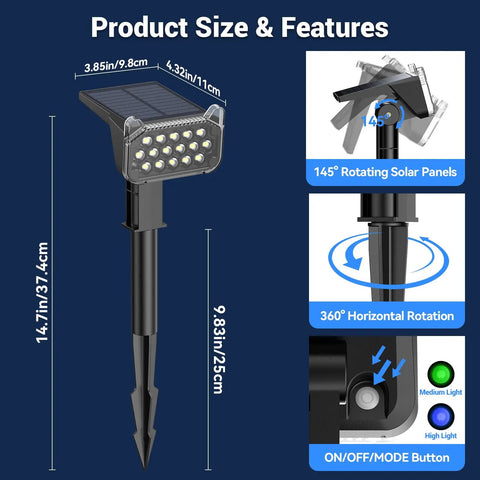 Super Crisp Solar Spot Lights Outdoor Waterproof With Precision Glass, Dang Bright 6500k Cool White LED For Yards And Trees, Auto Night Sensor Four Pack No Sweat Landscape Setup All Day Ready