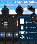 8 Gang Marine Rocker Switch Panel With Waterproof Boat Switches 12V DC Power Hub LED Voltmeter USB 3.1A Charger
