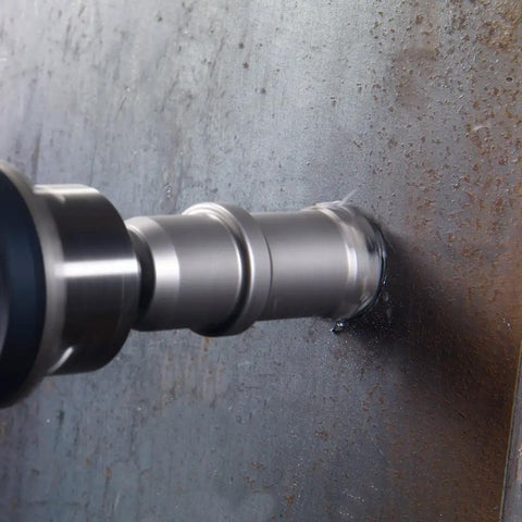 7 3/4 Inch Tungsten Carbide Tipped Hole Cutter For Drilling Steel Stainless Aluminum And More Up To 1 Inch Deep drilling metal surface