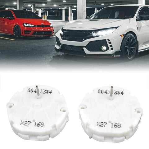 Straight Fire Quality Cluster Tachometer And Odometer Gauge Stepper Motor For Gm Dashboards X27168 Xc5168 X15168 Compatible 2 Pack side view with white casing.