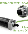 Beefed Up Replacement Starter For 20-27HP Engines In 7000 Series with 9 Teeth Steel Gear, KT715 KT745, close-up of gear mechanism.