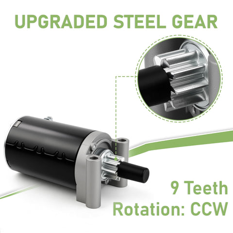 Beefed Up Replacement Starter For 20-27HP Engines In 7000 Series with 9 Teeth Steel Gear, KT715 KT745, close-up of gear mechanism.